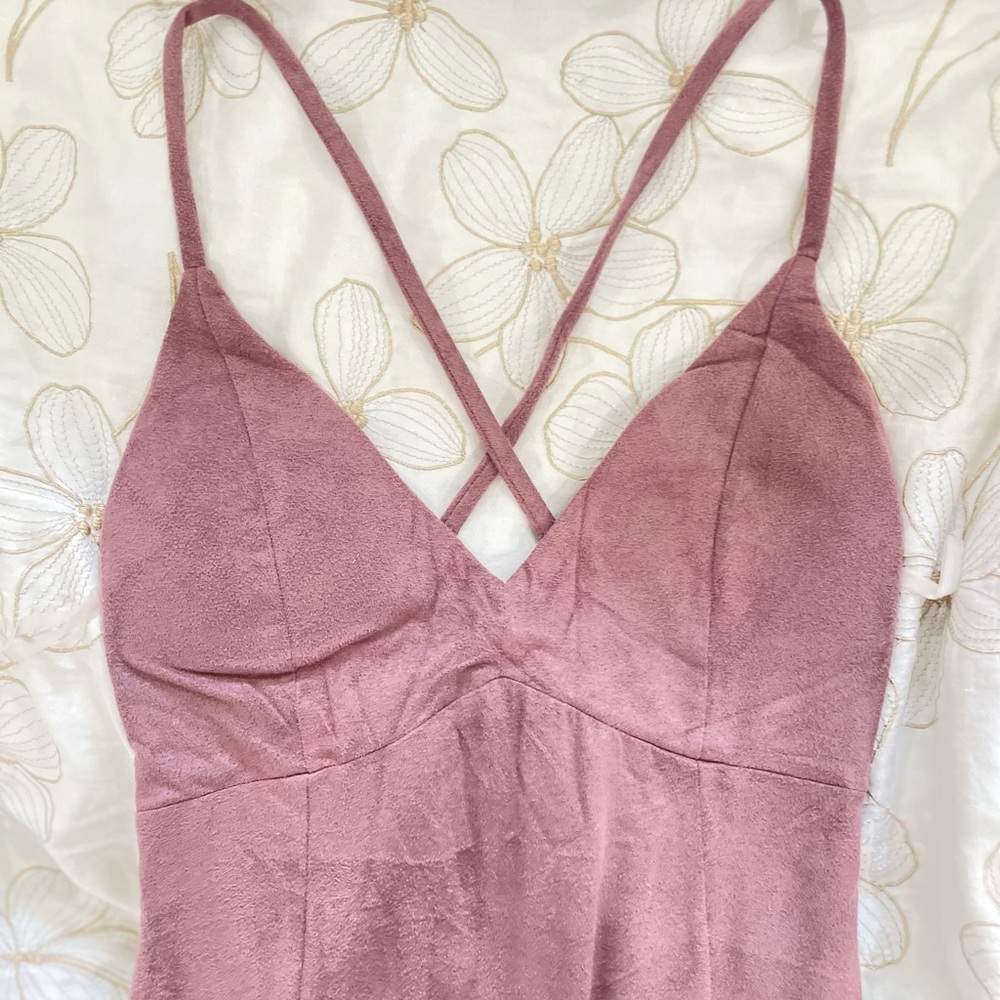 Windsor blush mauve pink suede mini bodycon dress